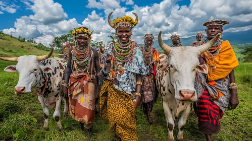 Tribal People and Cattle in Africa