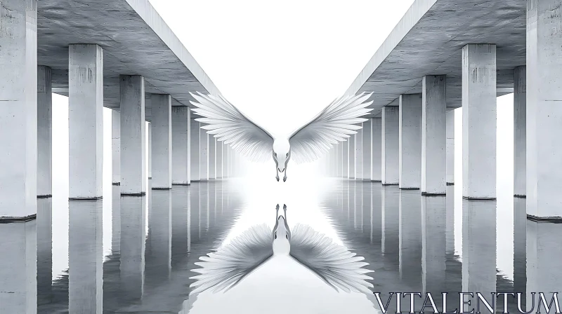 Symmetrical Wings in Water Reflection AI Image