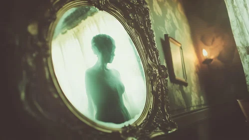 Ghostly Silhouette in Antique Mirror