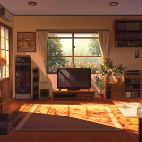 Cozy Interior with Sunlight and Plants