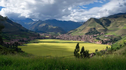 Verdant Valley and Mountain Village Vista