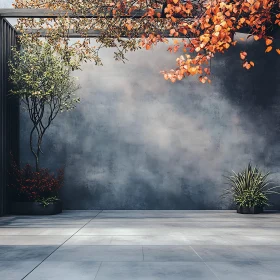 Peaceful Interior with Plants and Textured Wall