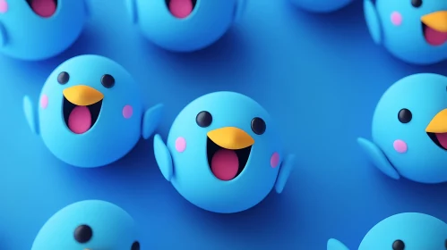 Cute Cartoon Blue Birds