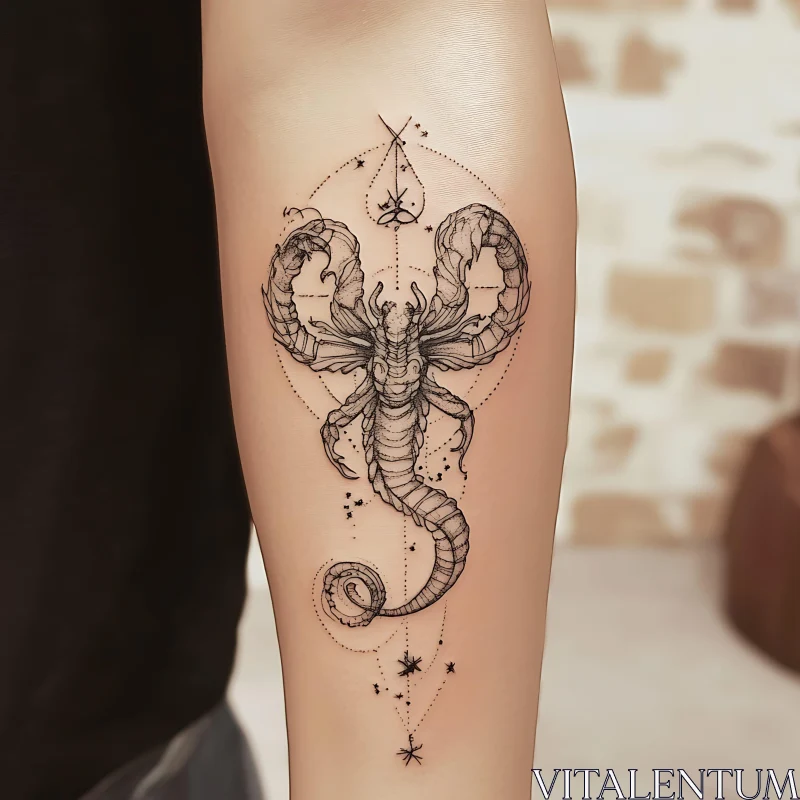 Geometric Scorpion Tattoo Art AI Image