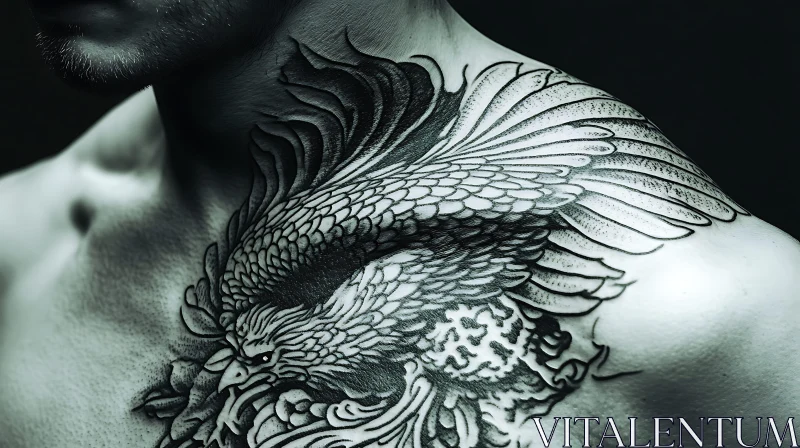 Detailed Monochromatic Eagle Tattoo AI Image