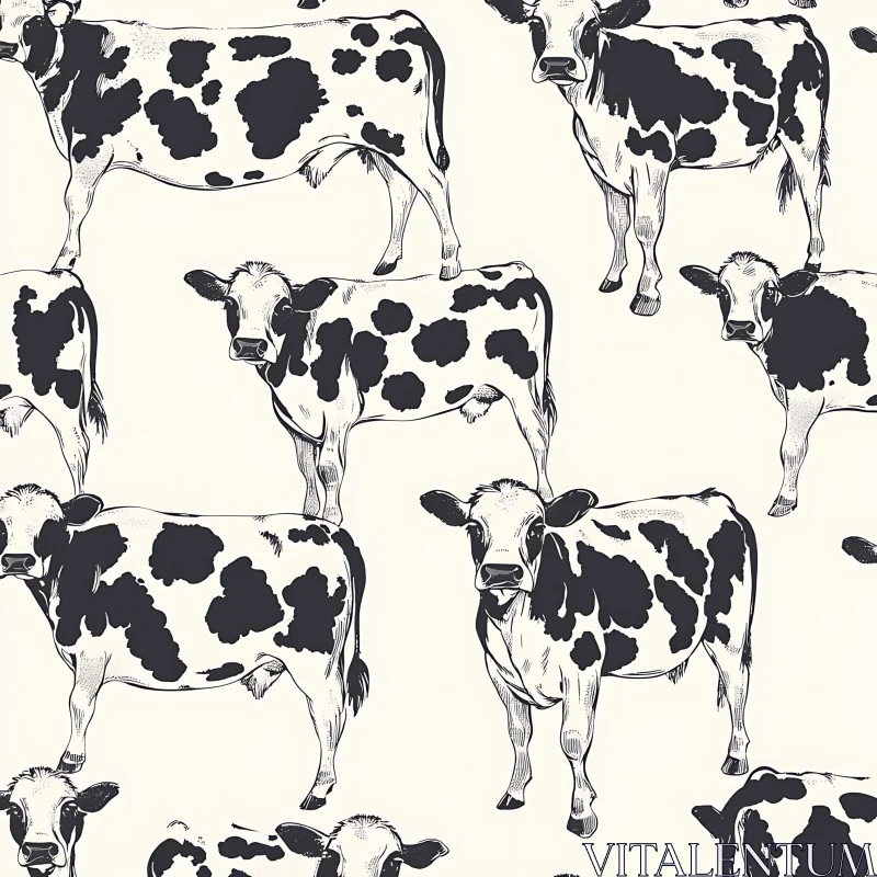 Black and White Cow Pattern Design AI Image