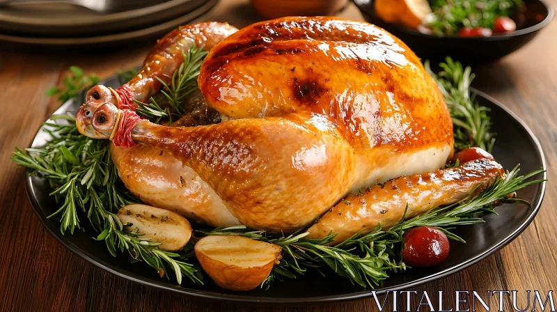 Golden Brown Turkey Festive Feast AI Image