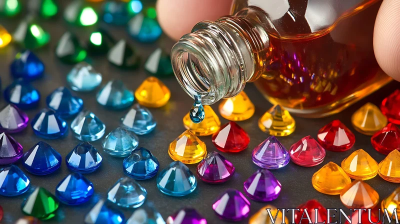 Vibrant Gems and Liquid Drop Close-Up AI Image