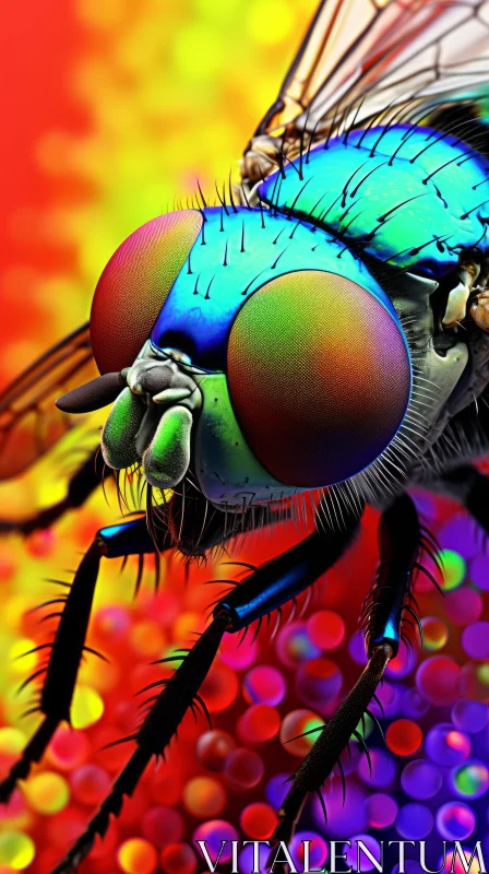 Colorful Insect on Psychedelic Background: A Detailed Rendering AI Image