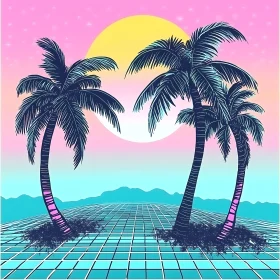 Retro Palm Trees Sunset