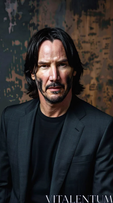 Contemplative Portrait of Keanu Reeves AI Image