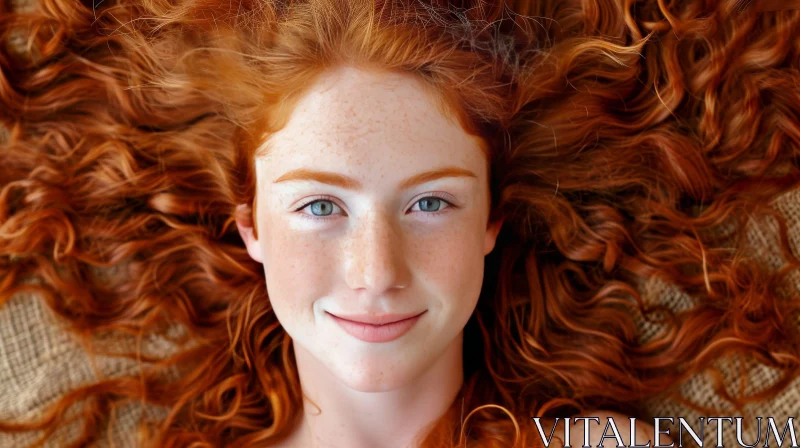 Enchanting Portrait of a Red-Haired Woman with Freckles AI Image