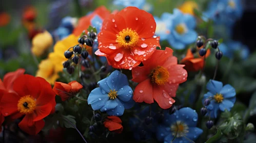 Rain-kissed Flowers: A Colorful Display of Nature's Charm