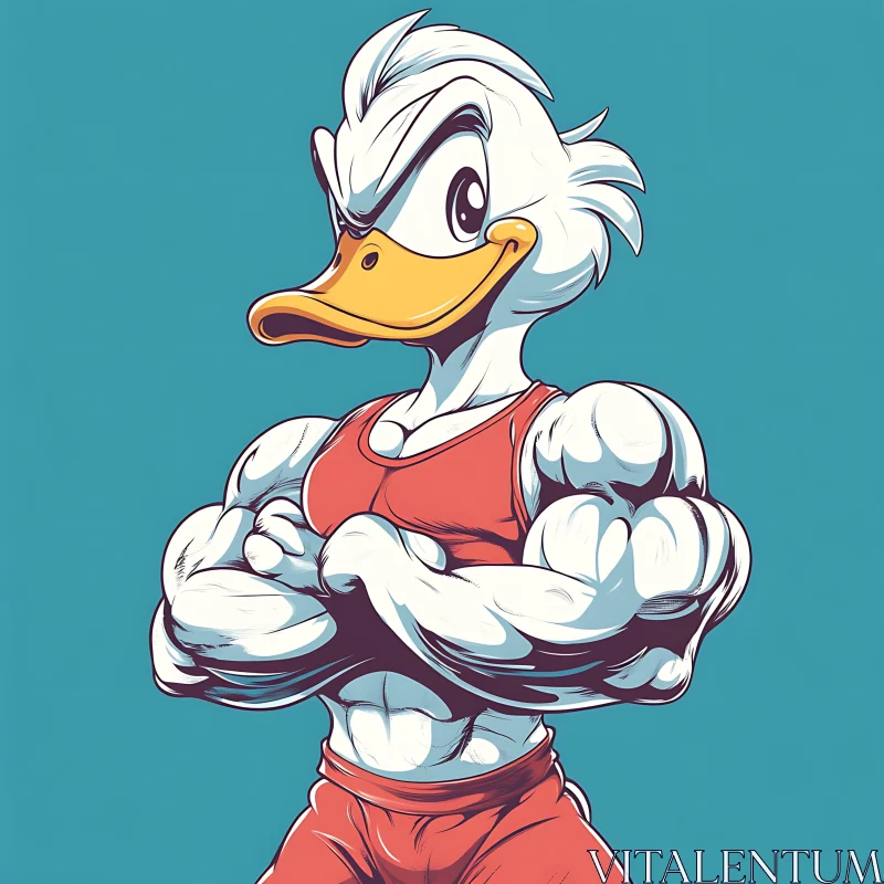 AI ART Muscular Duck Cartoon Character Design