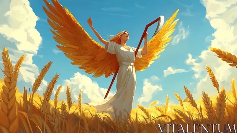 AI ART Angel of Harvest in Golden Field