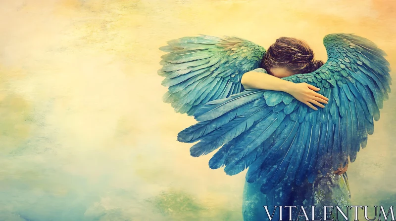 Angel in Teal Wings AI Image