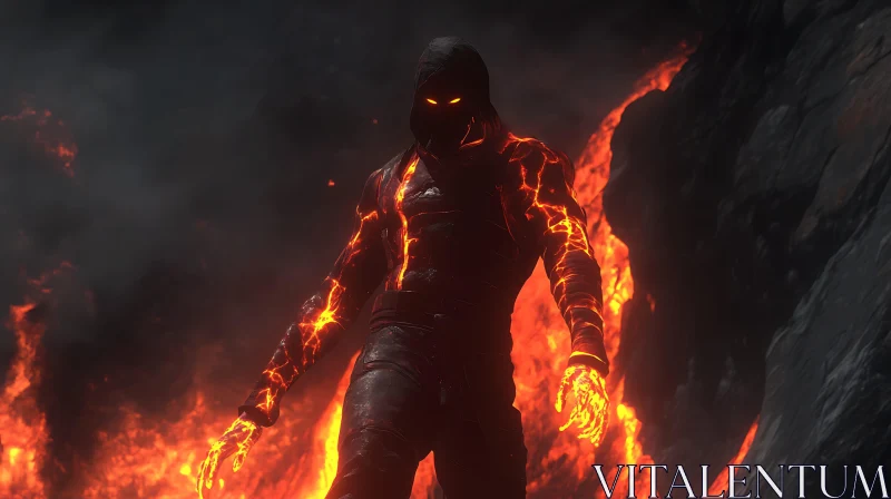 Lava Man in the Inferno AI Image