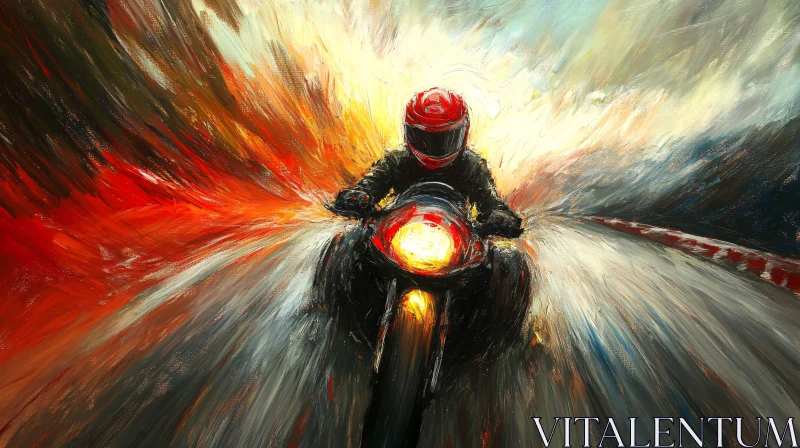 Abstract Motorcycle Rider on the Road AI Image