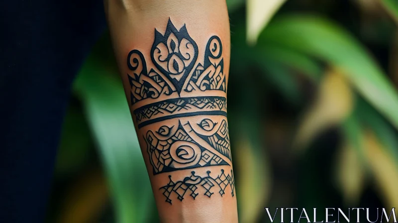 Detailed Tribal Arm Tattoo Design AI Image