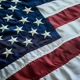 American Flag Close-Up with Stars and Stripes