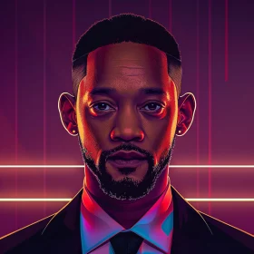 Will Smith's Vibrant Digital Portrait