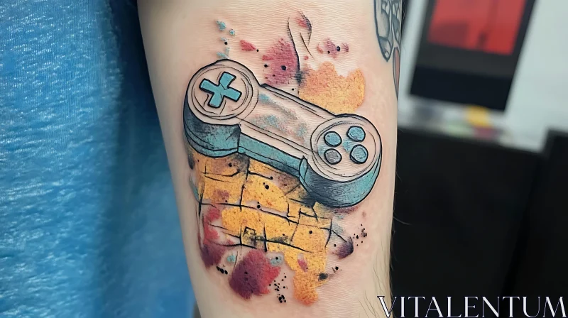 Vivid Gaming Controller Tattoo Art AI Image