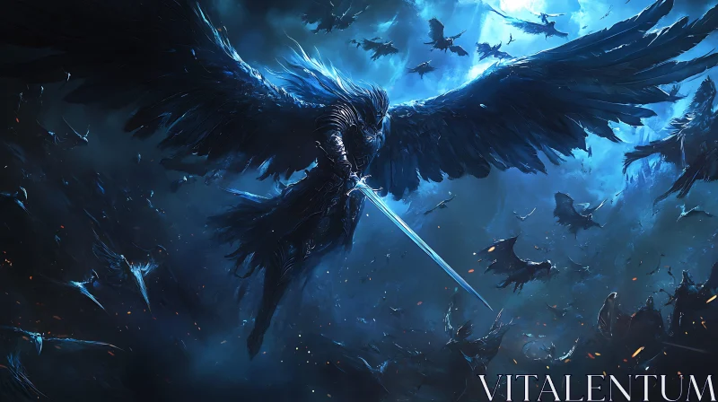 Winged Warrior with Sword AI Image