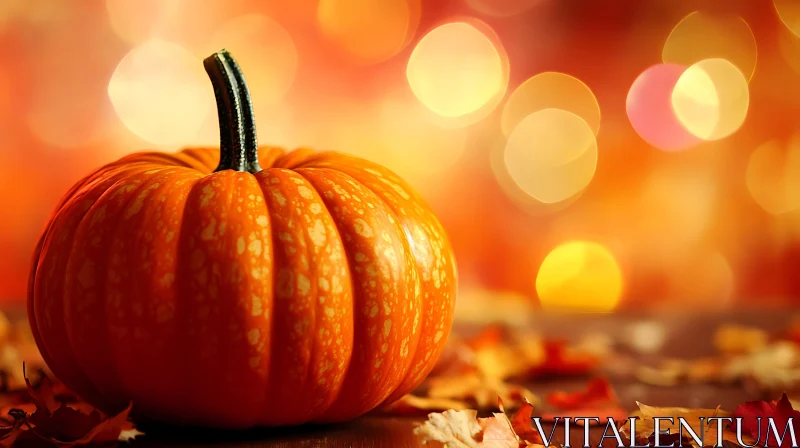 Autumnal Pumpkin with Bokeh Lights AI Image