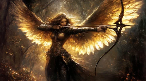 Golden Winged Archer Angel