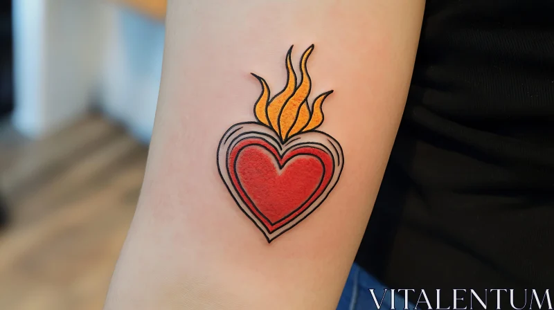 Tattoo of a Burning Heart AI Image