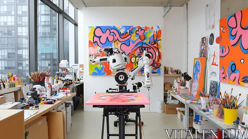 AI ART Robotic Arm Creating Abstract Painting