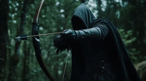 Hooded Archer in Forest Ambush