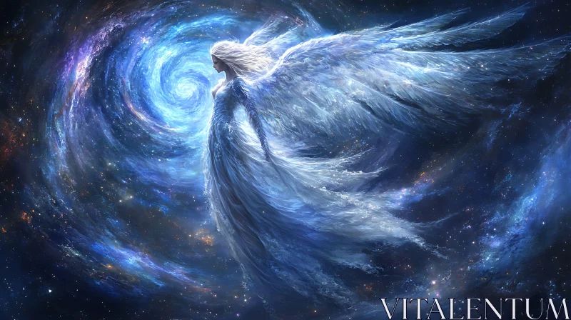 Celestial Angel with Cosmic Wings AI Image