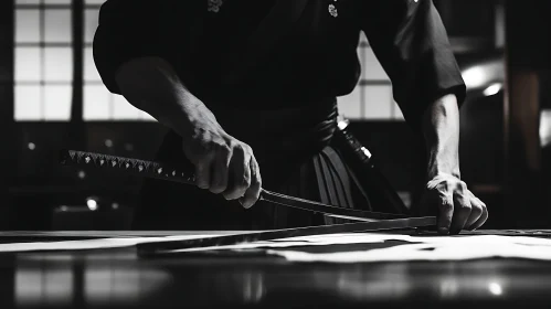 Black and White Samurai Sword