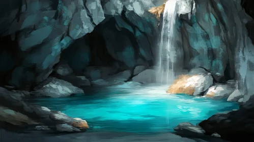 Serenity of a Hidden Cave Waterfall