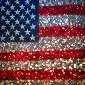 Abstract American Flag with Sparkling Circles