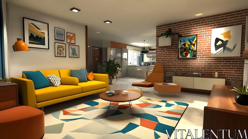 Contemporary Living Room Design AI Image