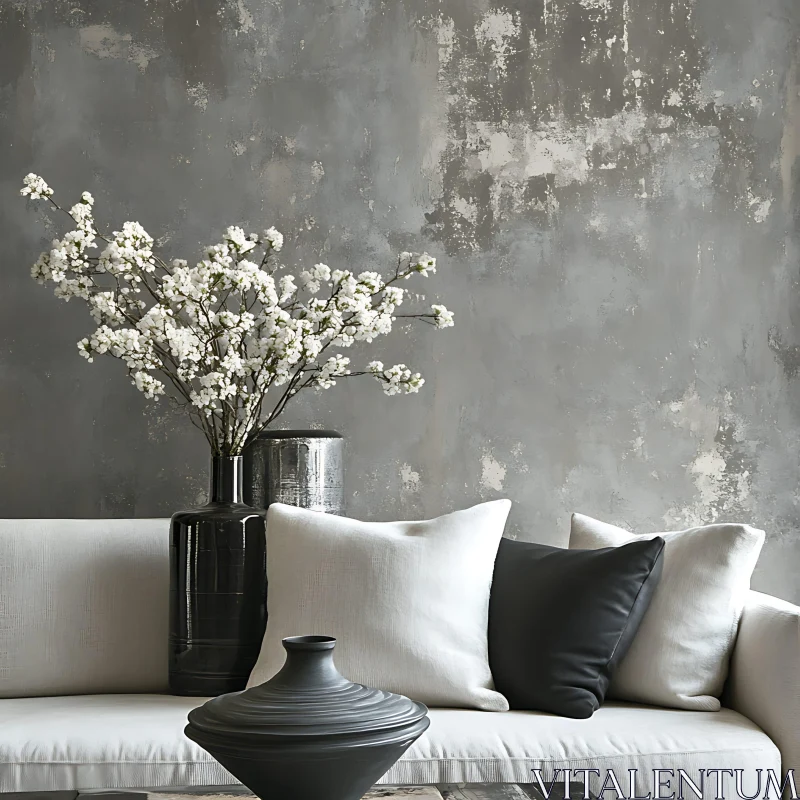 AI ART Sophisticated Home Decor with Floral Arrangement