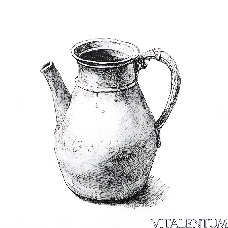 Detailed Sketch of a Vintage Jug AI Image