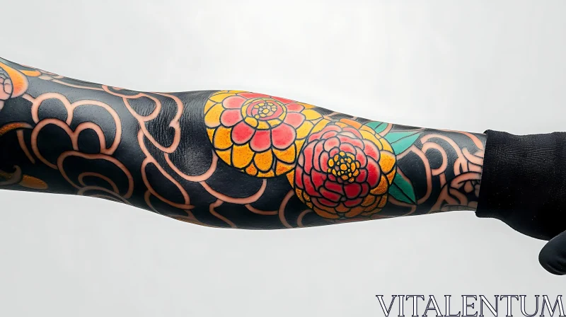 Colorful Flower Tattoo Sleeve AI Image