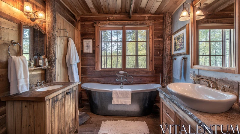 Charming Rustic Bathroom with Bathtub AI Image