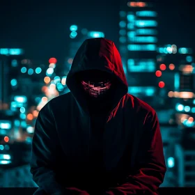 Hooded Character in Urban Night Scene