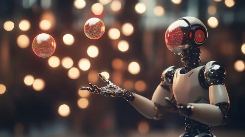 Futuristic Robot Juggler Image