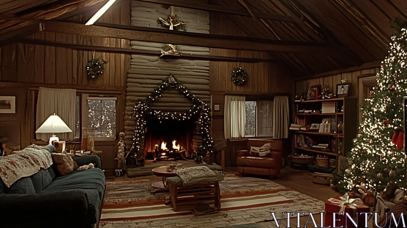 Christmas Decorated Cozy Interior View AI Image