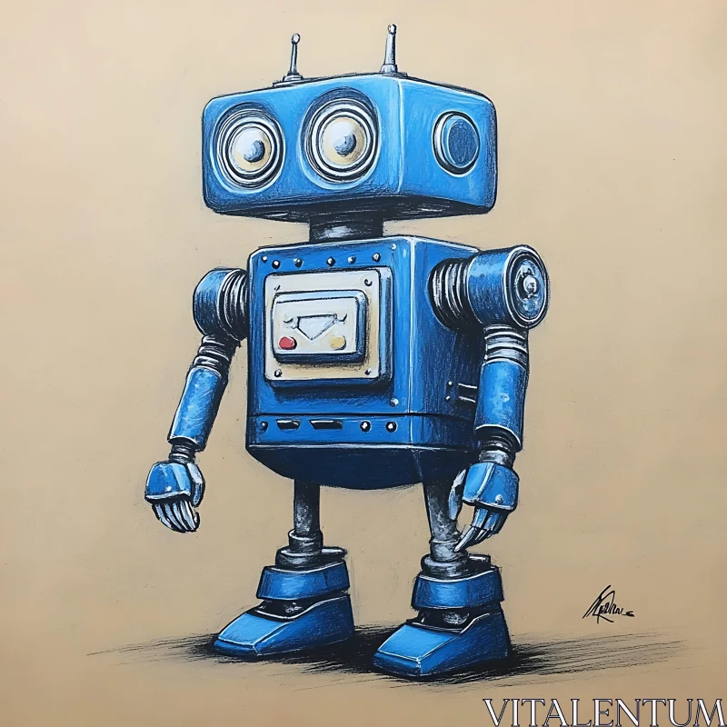 Retro Robot Art AI Image