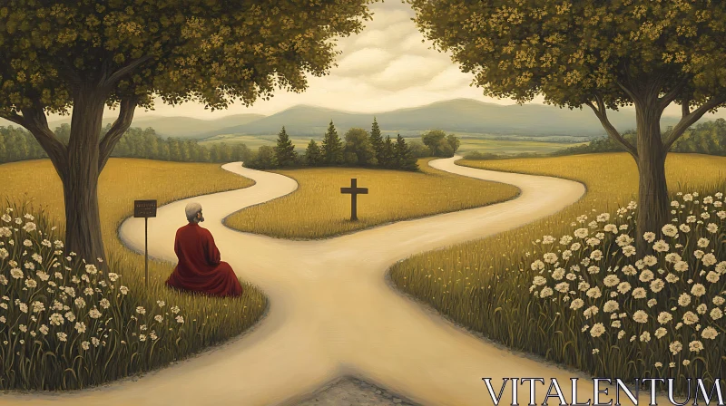 AI ART Path of Faith: Crossroads Landscape