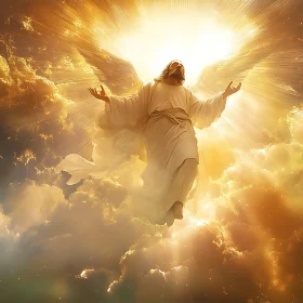 Celestial Ascent: Figure in Divine Radiance