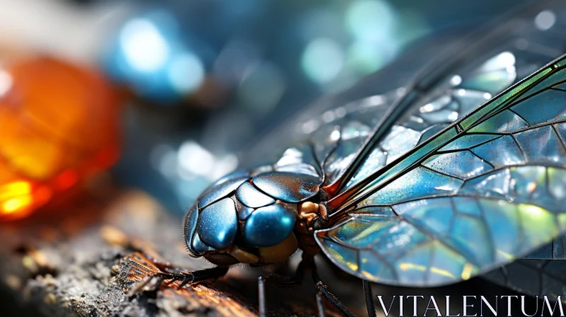 Blue Insect on Tree - A Stained Glass Artistry AI Image