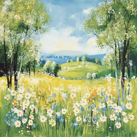 Idyllic Flower Field Artwork