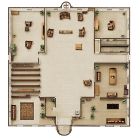 Architectural Layout of Furnished Interior Space